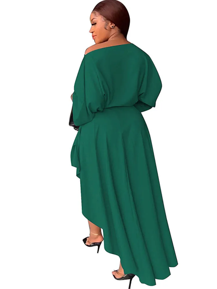 Long Sleeve Ruched Maxi Dresses