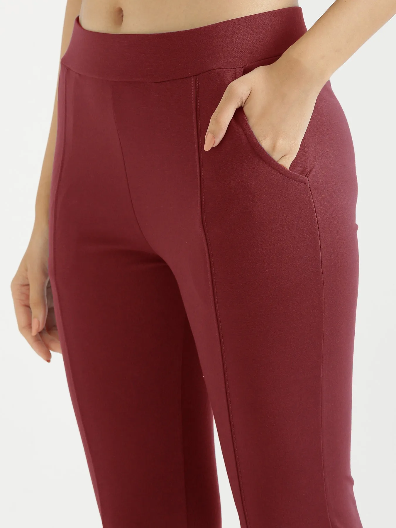 Maroon 4-Way Stretchable Pants