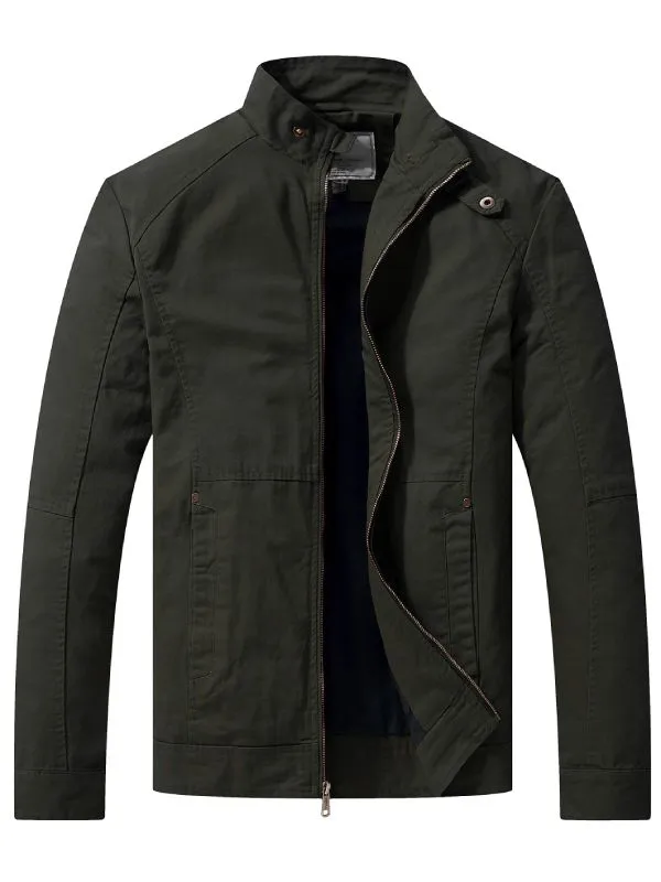 Men's Casual Lightweight Military Jacket Cotton Zip up Jacket