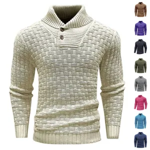 Men's Slim Fit Turtleneck Sweater Designed With Buttons