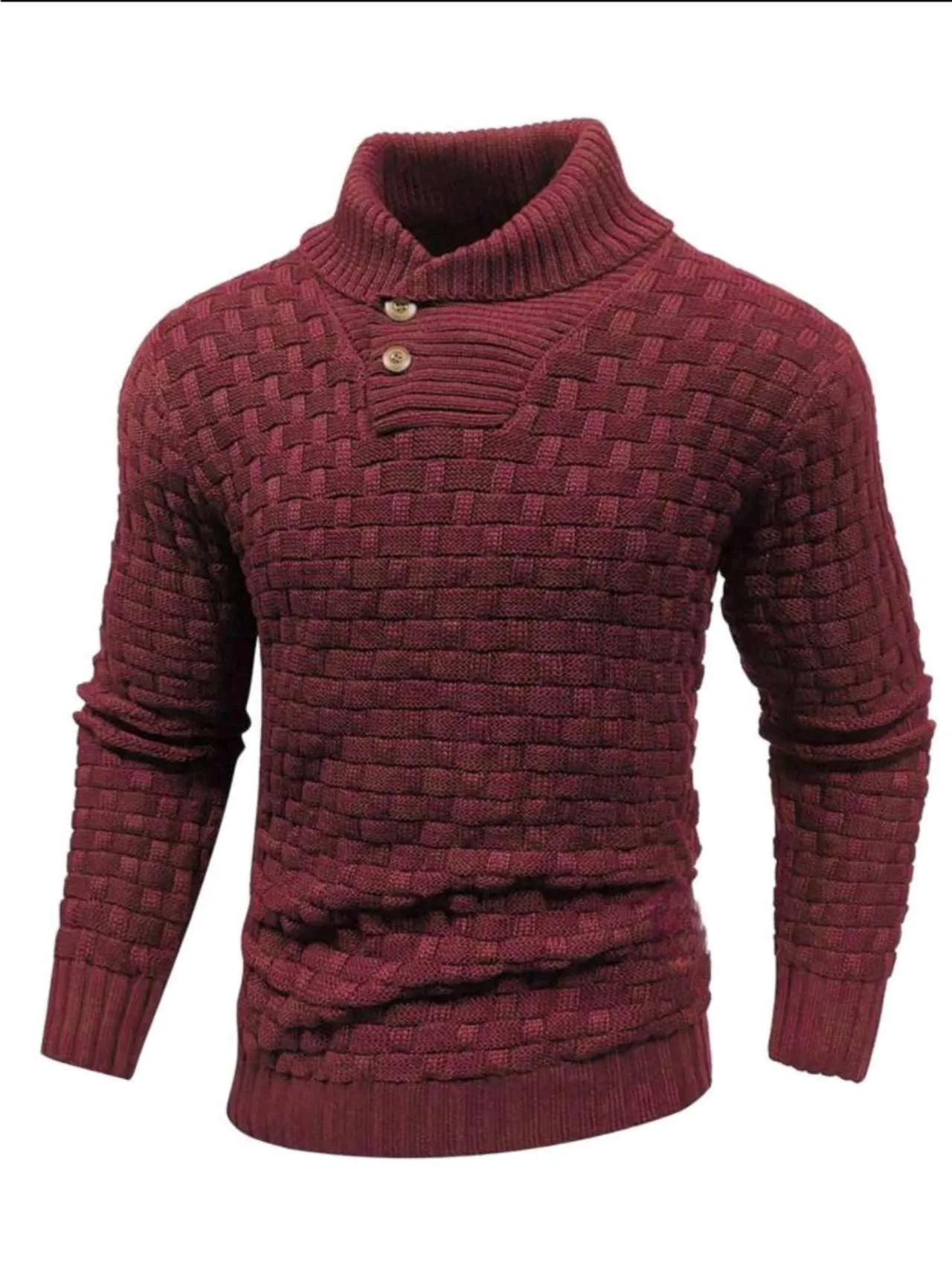 Men's Slim Fit Turtleneck Sweater Designed With Buttons