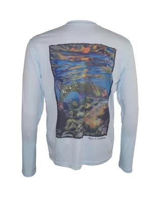 Men's Sun Protective Fishing Shirt Arctic Blue/Freestone Cutthroat Trout