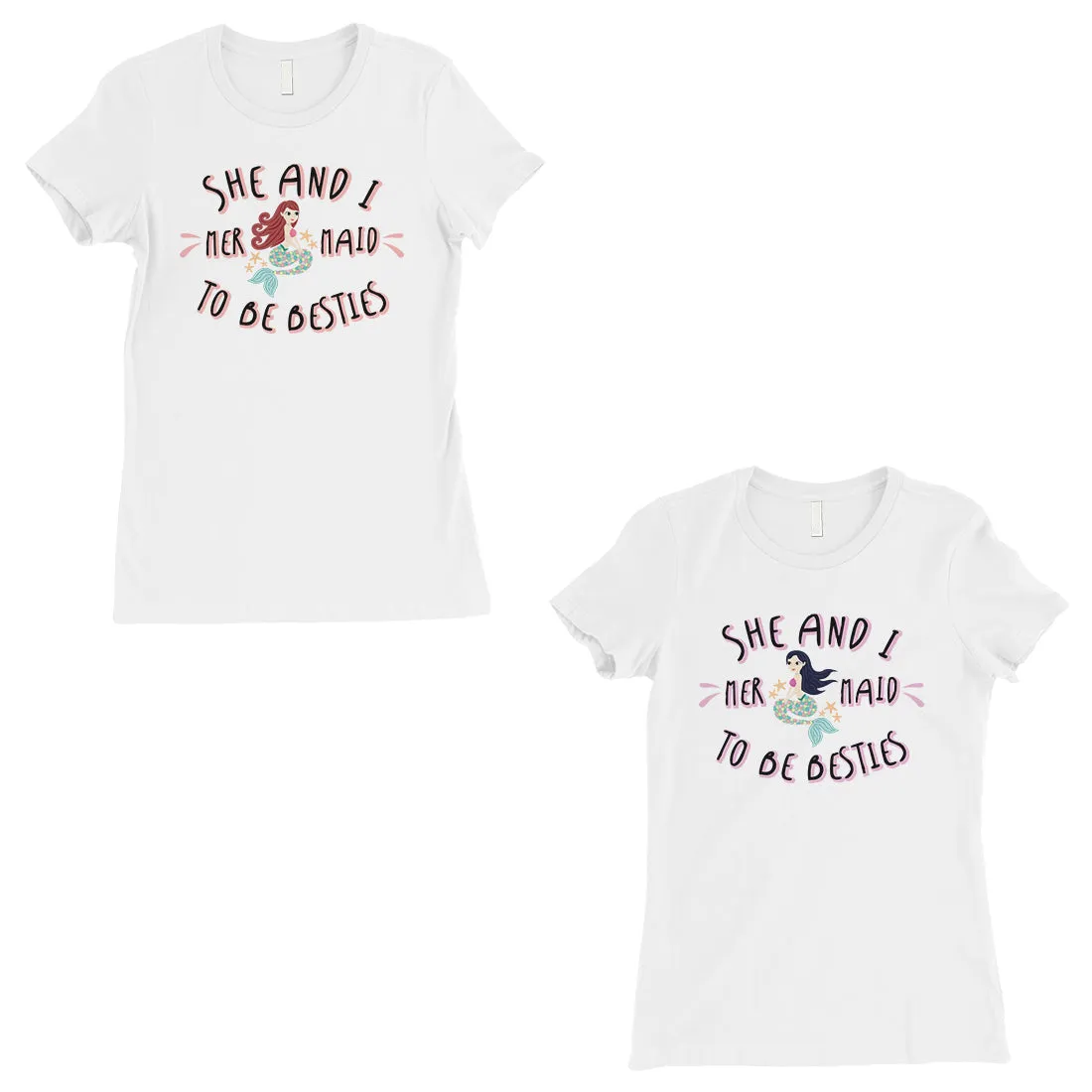 Mermaid To Be Besties Cute BFF Matching Shirts Womens White T-Shirt