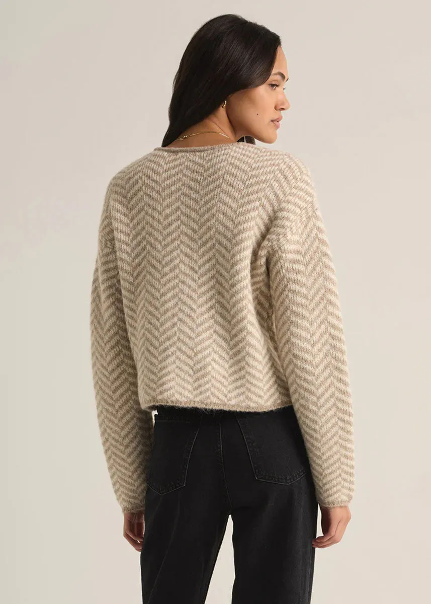 Naomi Herringbone Cardigan - Sea Salt