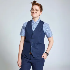 Navy Blue Linen Vest