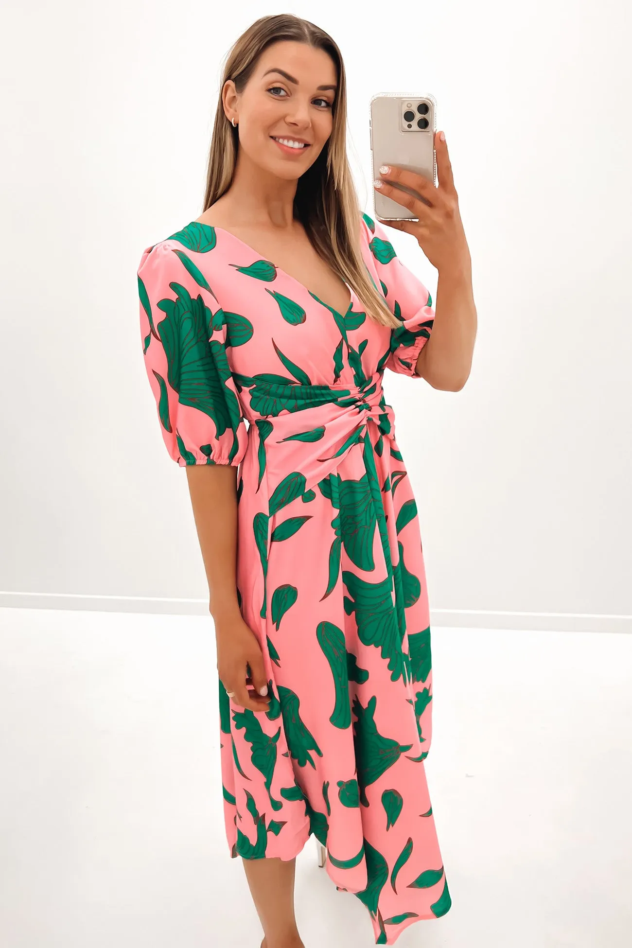 Nony Midi Dress Pink Green