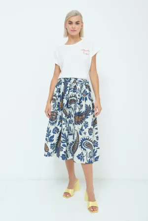 Paisley print pleated midi skirt wholesale