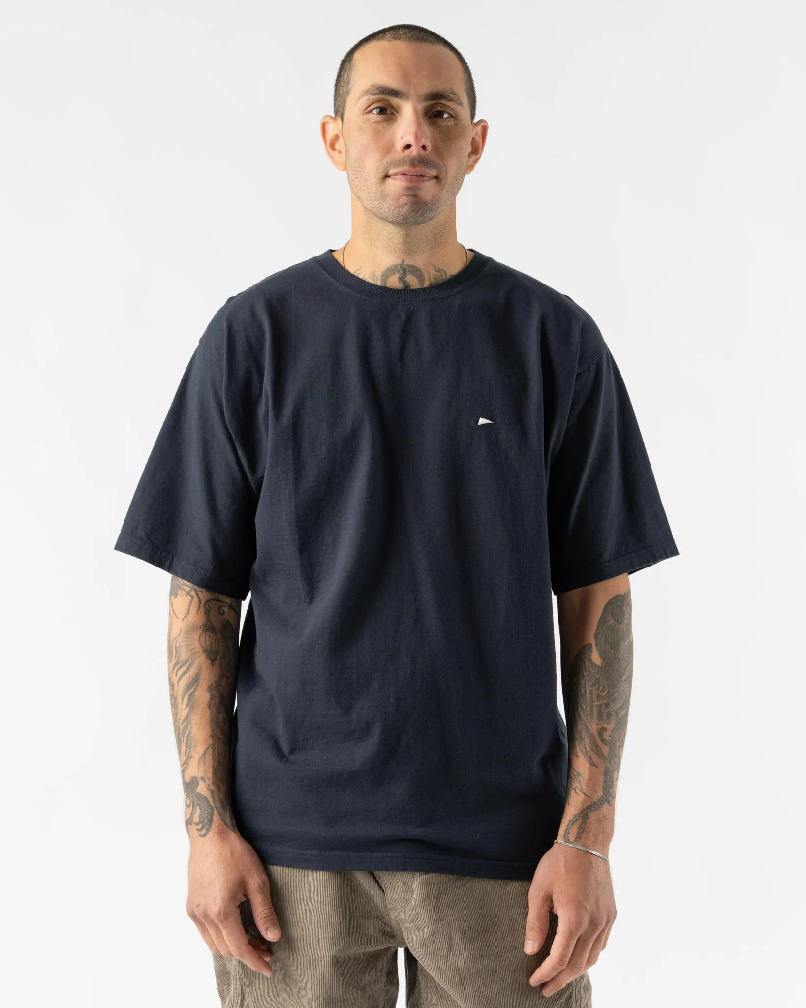 Pilgrim Surf   Supply Minimalist Embroidered Tee in Navy