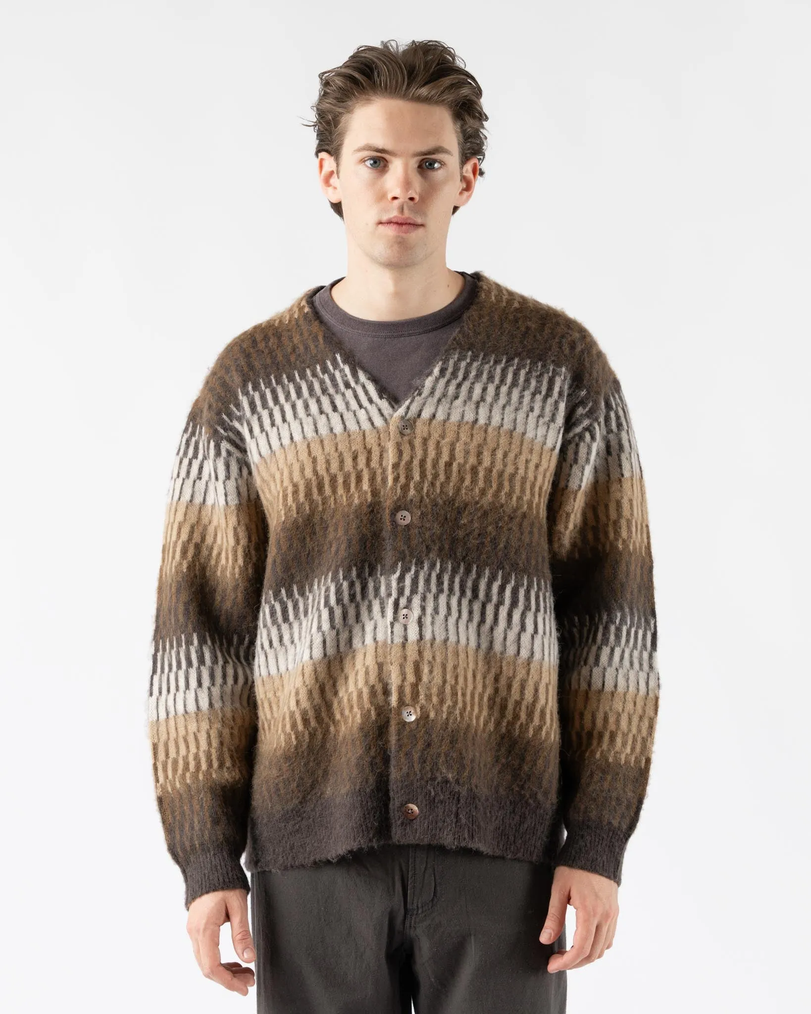 Pilgrim Surf   Supply Shore Gradation Cardigan in Brown