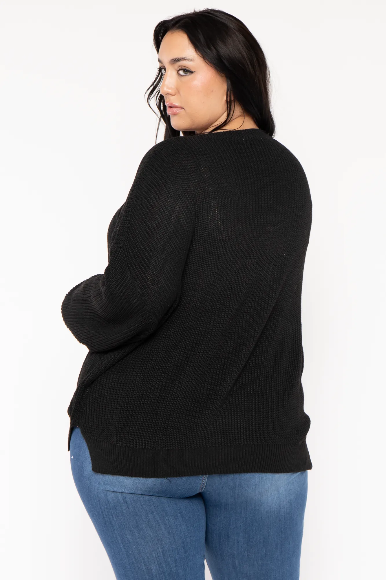 Plus Size Ria Knitted Sweater  - Black