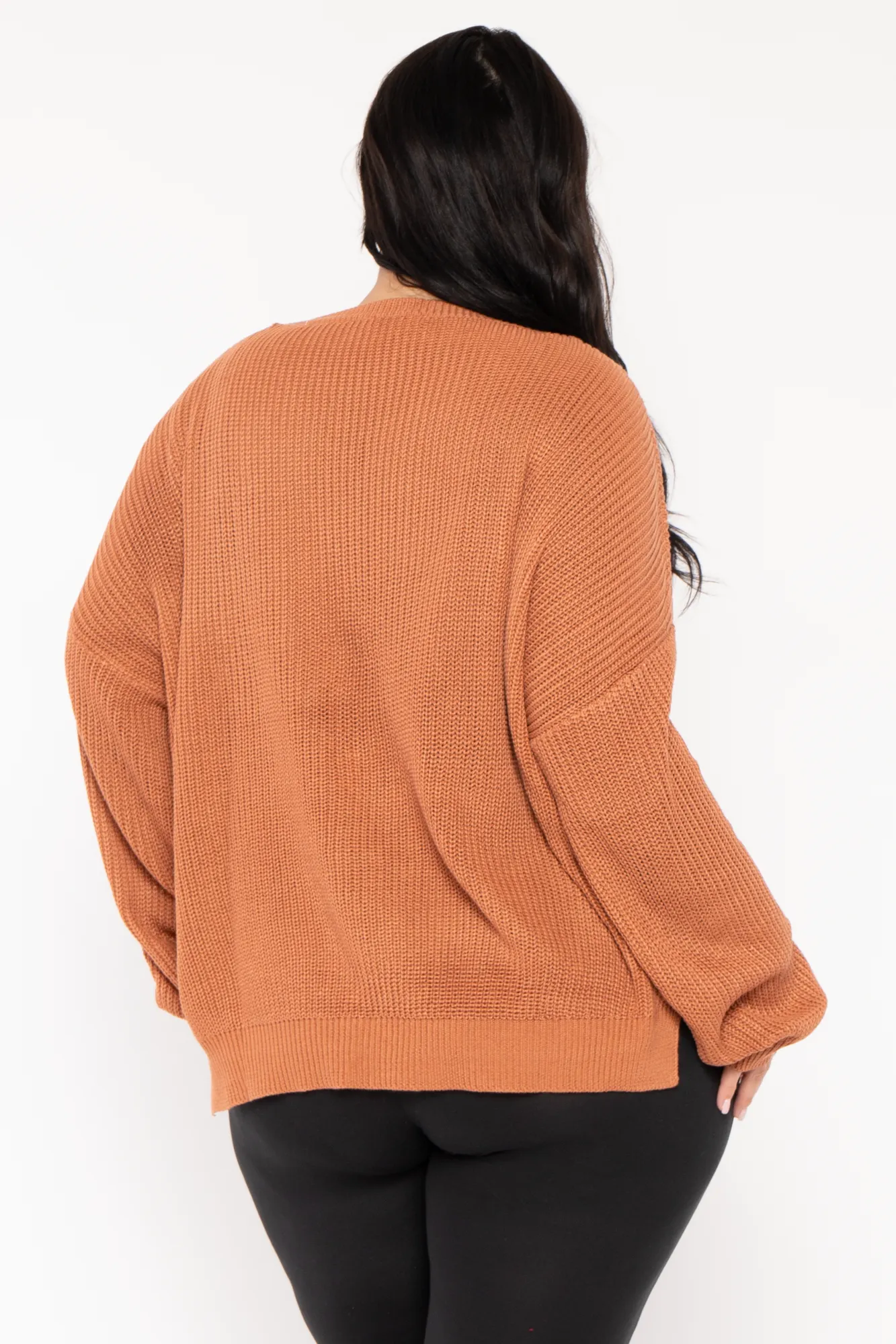 Plus Size Ria Knitted Sweater  - Rust