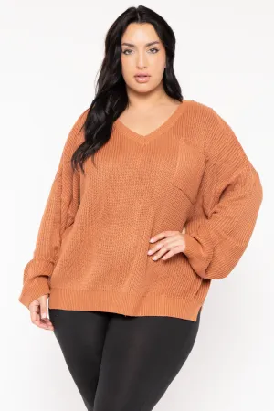 Plus Size Ria Knitted Sweater  - Rust