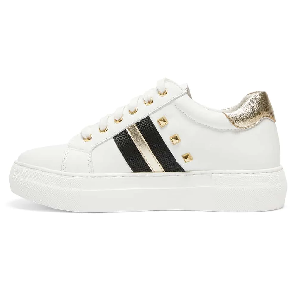 Portia Sneaker in White And Gold Leather