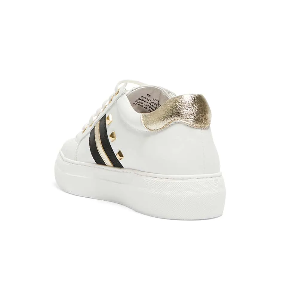 Portia Sneaker in White And Gold Leather