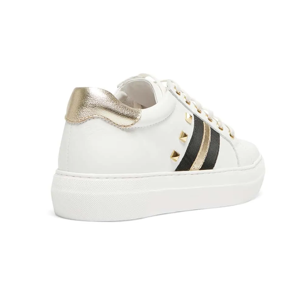 Portia Sneaker in White And Gold Leather