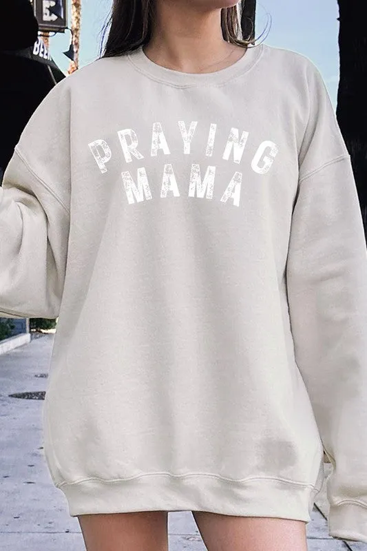 Praying Mama Christian Graphic Fleece Sweatshirts