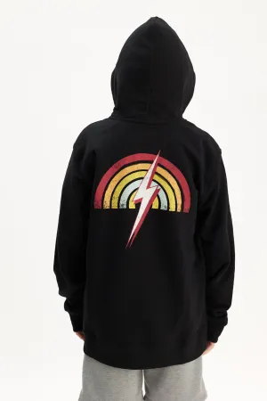 Rainbow Zip Up Hoodie Boys - Lightning Bolt ⚡