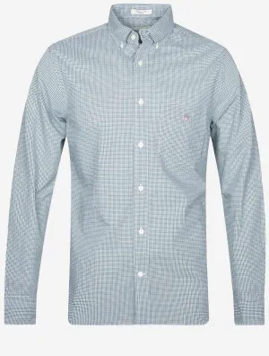 Regular Poplin Micro Check Shirt Forest Green