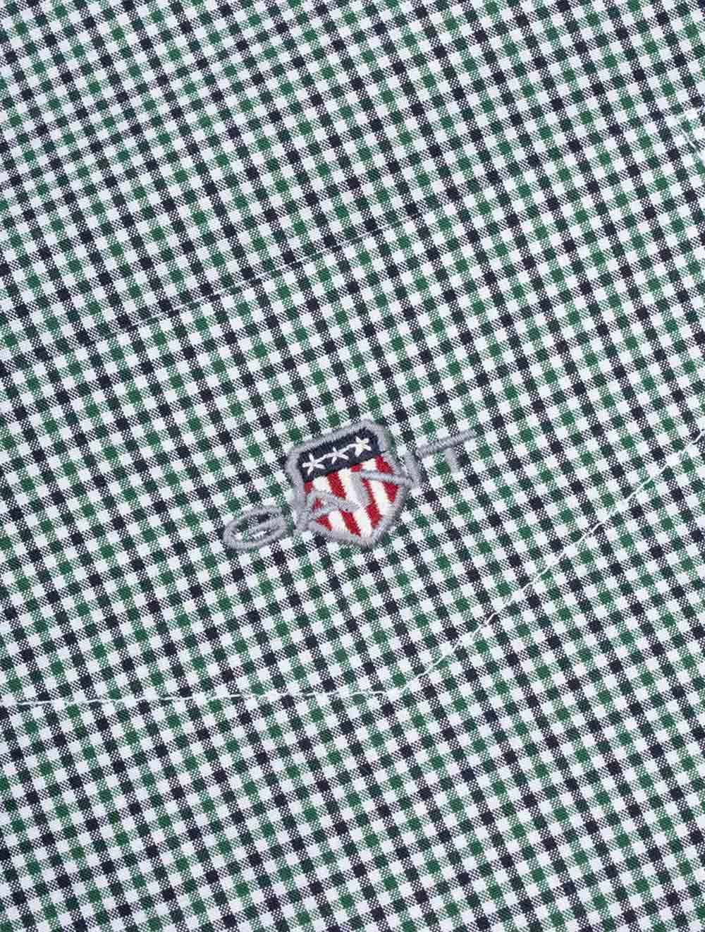 Regular Poplin Micro Check Shirt Forest Green