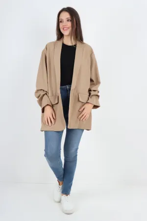 Ruched Sleeve Oversized Blazer