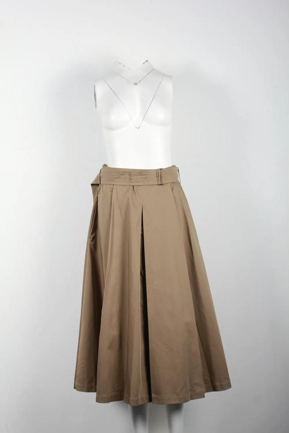 'S Max Mara Pleated Midi Skirt in Beige Cotton