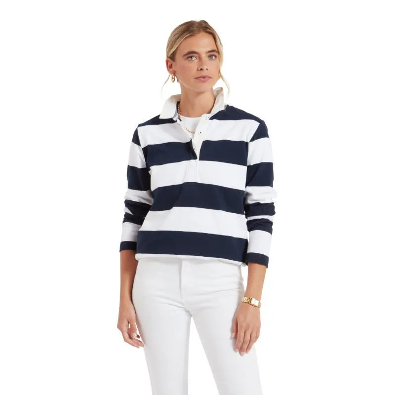 Schoffel St Mawgan Ladies Rugby Shirt - Navy/White Stripe