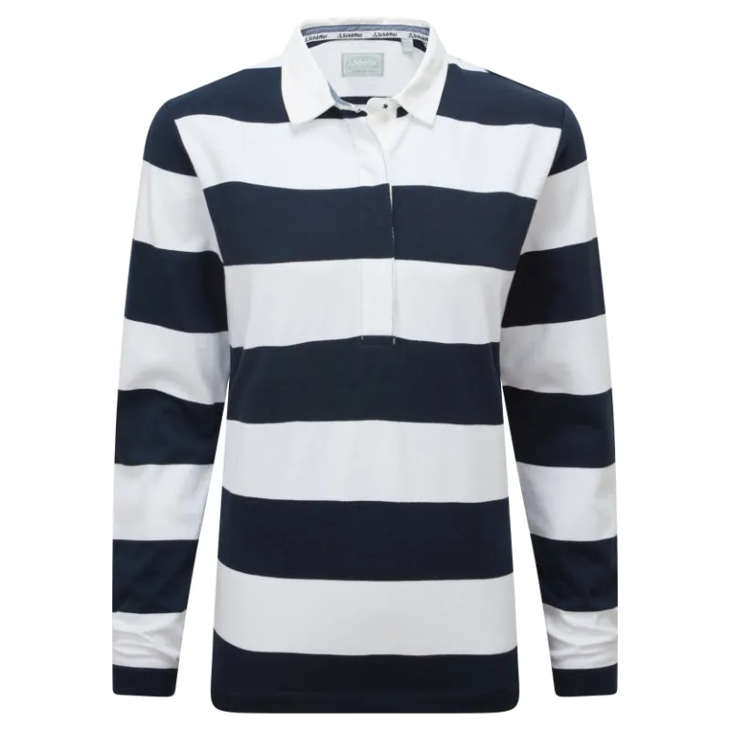 Schoffel St Mawgan Ladies Rugby Shirt - Navy/White Stripe