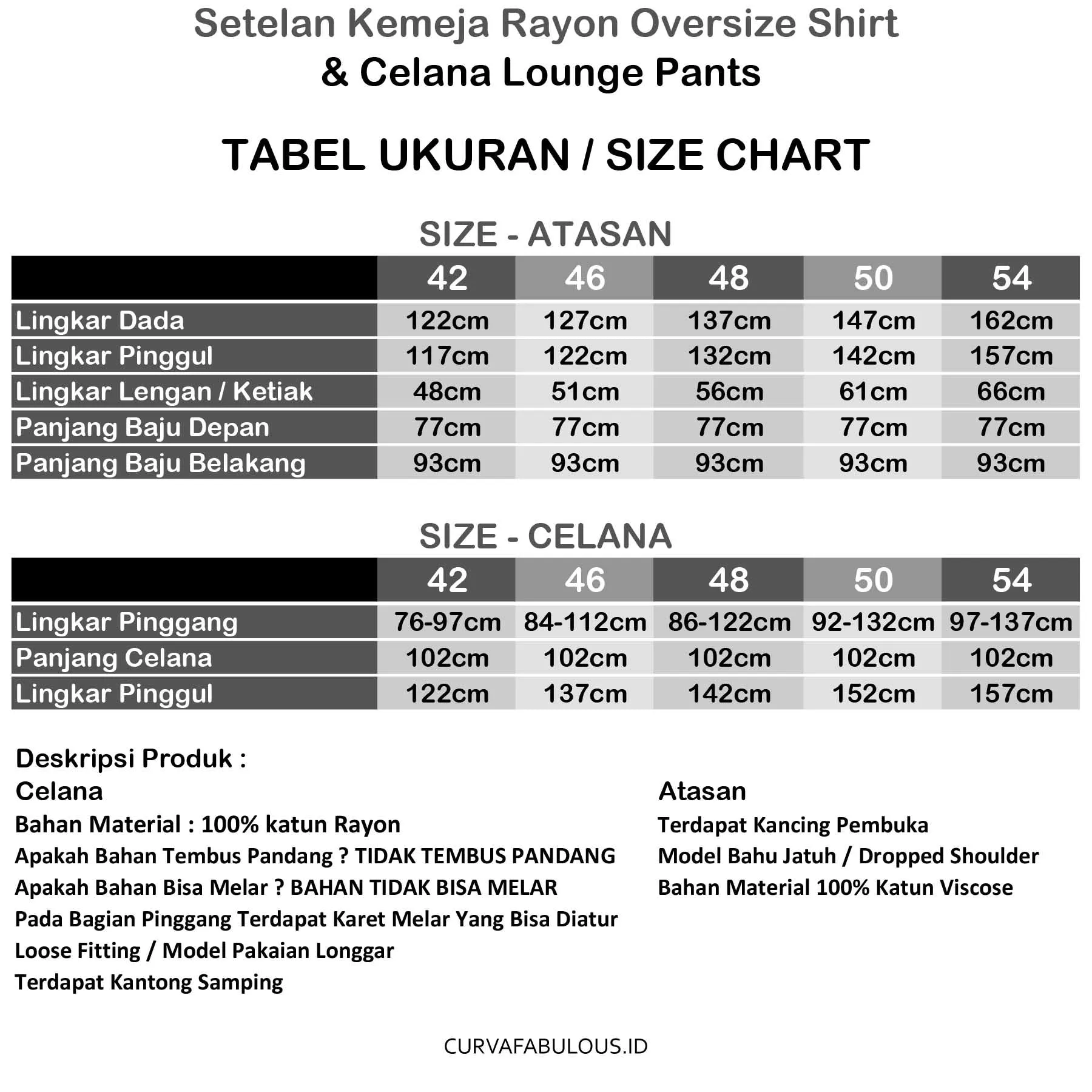 Setelan Kemeja Rayon Oversized dan Celana Lounge Pants