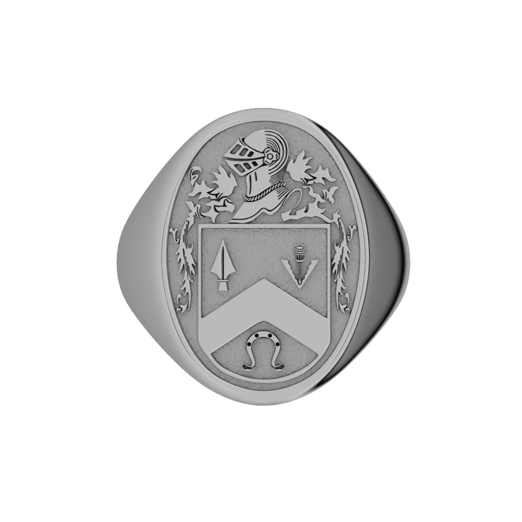 Silver Florentine Men's Oval Coat Of Arms Ring