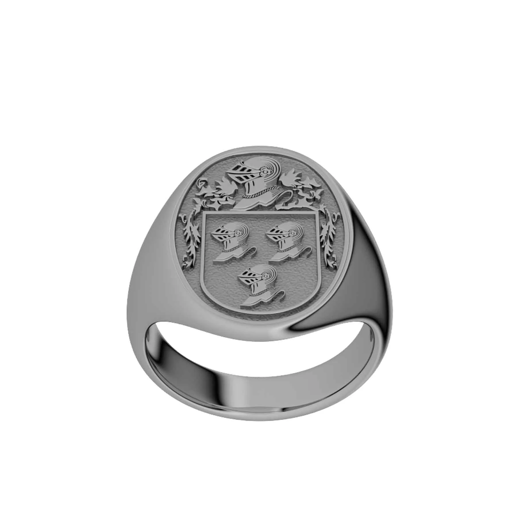 Silver Florentine Men's Oval Coat Of Arms Ring