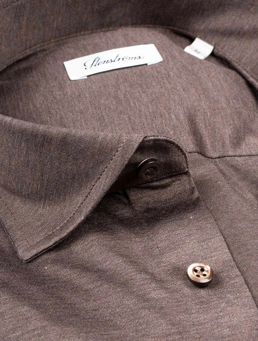 Slimline Jersey Stretch Shirt Dk Brown Melange