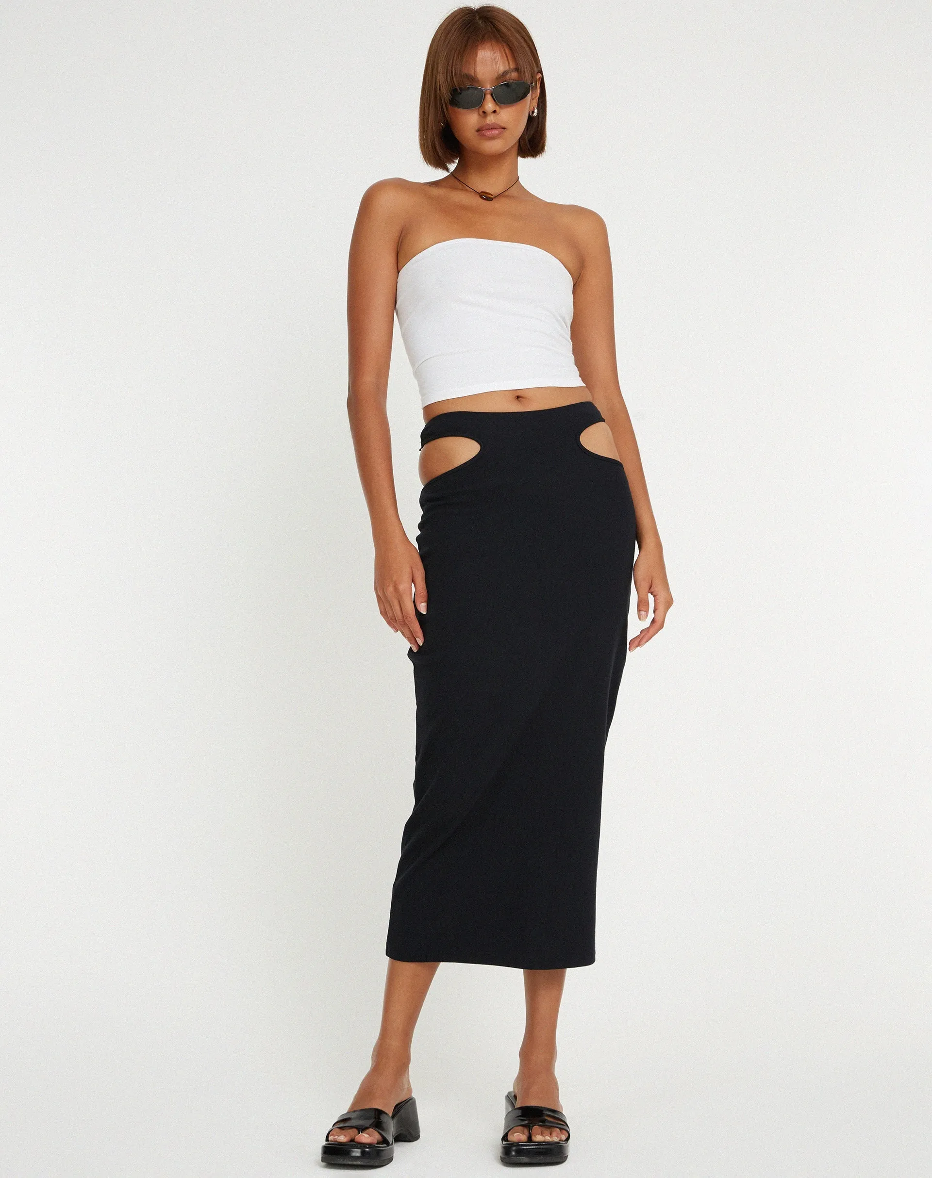 Steira Midi Skirt in Black