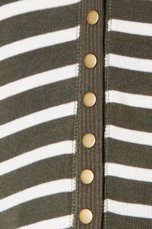 Striped Snap Button Cardigan