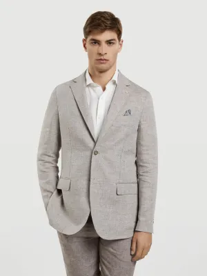 Unstructured Herringbone Linen Blazer