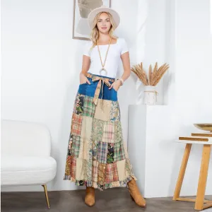 Western Boho Chic Patchwork Skirt