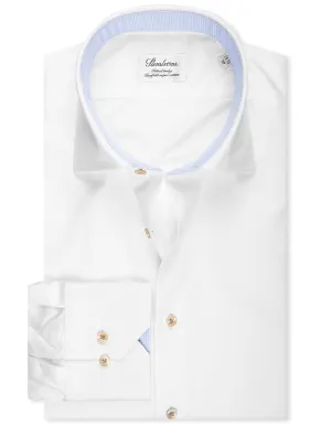 White with Blue Trim Cotton Fitted Shirt