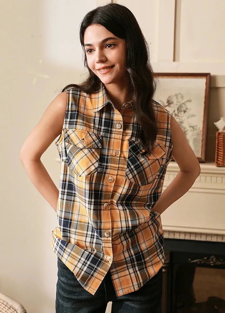 Women's Breathable Plaid Vest, 100% Cotton