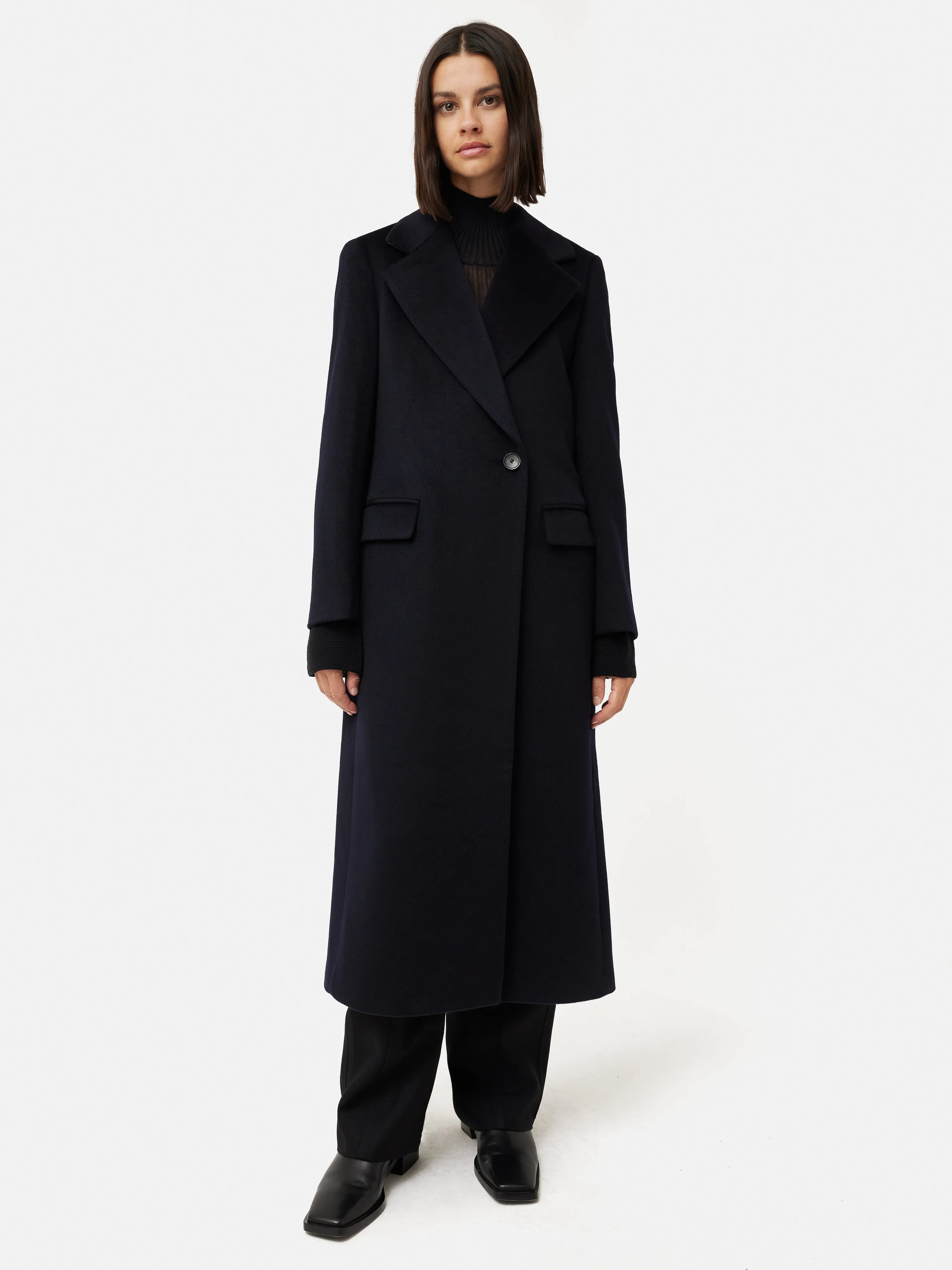 Wool Maxi City Coat | Navy