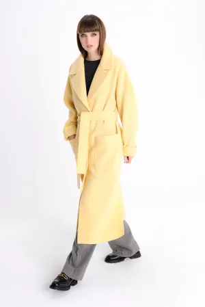 WOOL YELLOW COAT WITH PATCH POCKETS