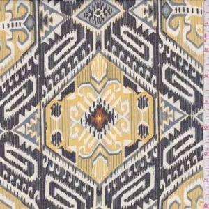 Yellow/Black/Grey Hexagon Tile Chiffon Fabric